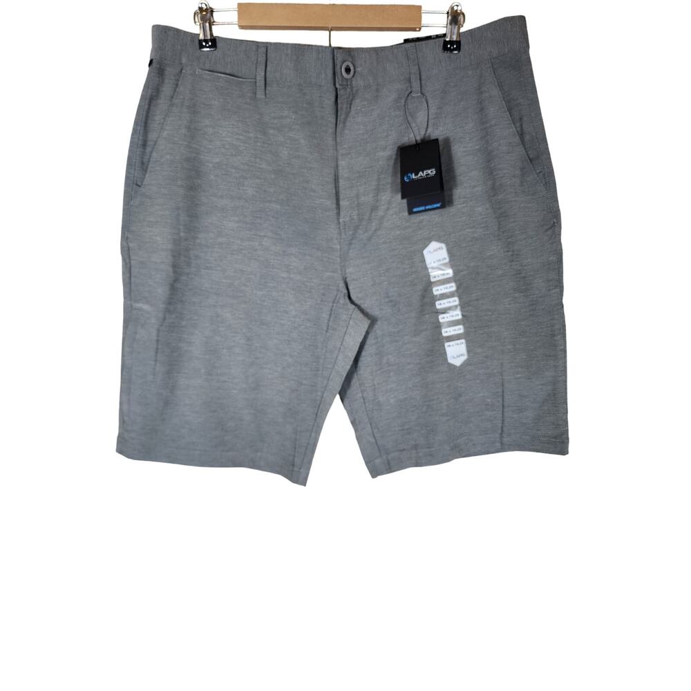 LAPG Gray White NEW Stretch Active Outdoor Board Shorts SZ 38x10.25 - NWT